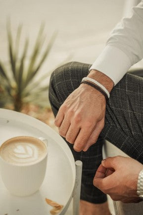 men bracelets brown & white 012